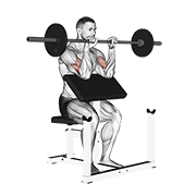 Barbell reverse preacher curl demonstration