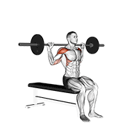 Barbell seated behind head military press demonstration