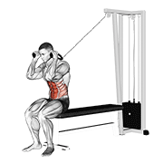 Cable seated crunch demonstration