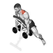 Dumbbell decline shrug demonstration