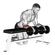 Dumbbell over bench wrist curl demonstration