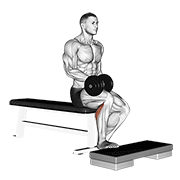 Dumbbell seated one leg calf raise demonstration