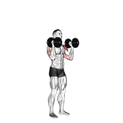 Dumbbell standing palms in press demonstration