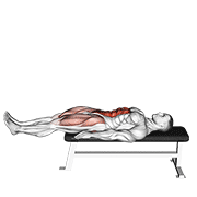 Lying leg raise flat bench demonstration