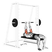 Smith close-grip bench press demonstration