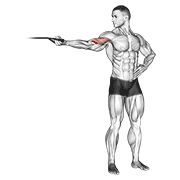 Band one arm overhead biceps curl demonstration