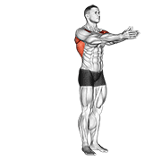 Dynamic chest stretch demonstration