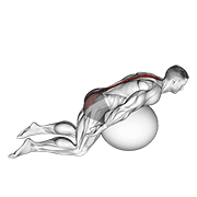 Exercise ball back extension with arms extended demonstration