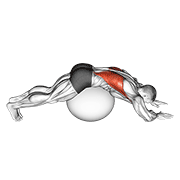 Exercise ball lower back stretch (pyramid) demonstration