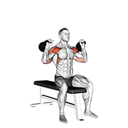 Kettlebell seated two arm military press demonstration