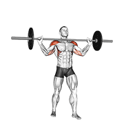 Barbell standing wide military press demonstration