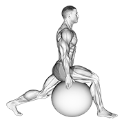Exercise ball hip flexor stretch demonstration