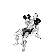 Dumbbell palms in incline bench press demonstration