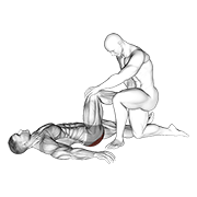 Assisted lying glutes stretch demonstration
