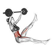 Barbell sitted alternate leg raise (female) demonstration