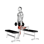 Dumbbell step-up split squat demonstration