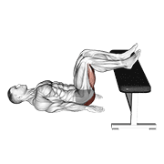 Glute bridge two legs on bench demonstration