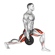 Weighted stretch lunge demonstration